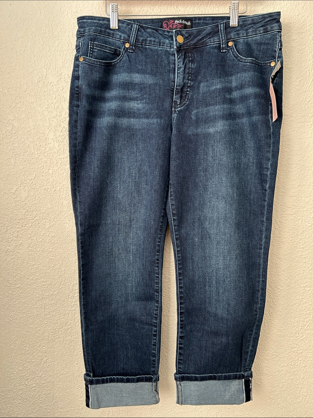 Peck & Peck Size 14 Indigo Blue Cuffed Ankle Jeans